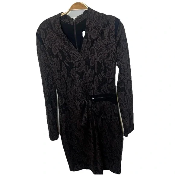 Joseph Ribkoff  Dress Snake Skin Print Black Brown Long Sleeve Size 8‎ Y2K Soft - Picture 3 of 9
